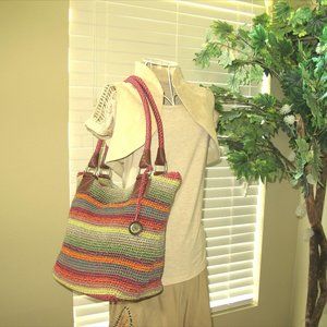 the Sak MultiColor Stripe Raffia Croche Boho Purse